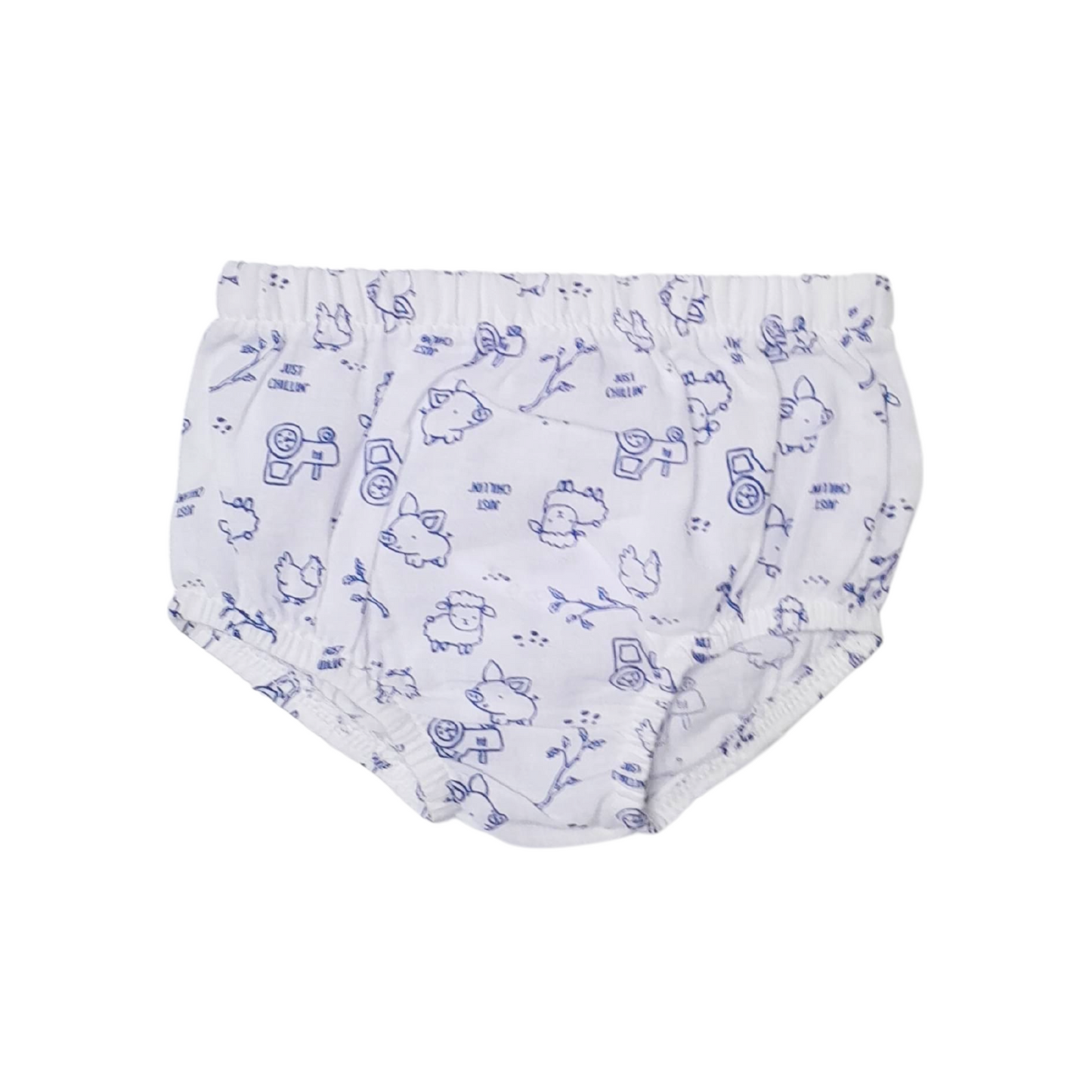 Navy Farm Print Diaper Cover